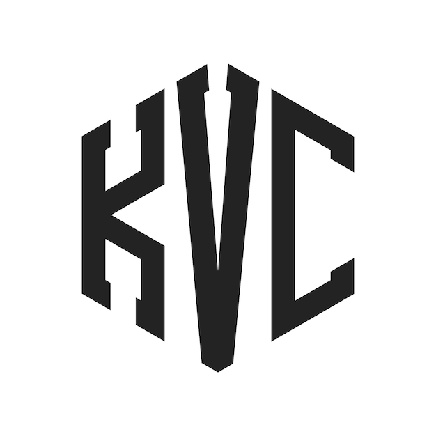 Diseño del logotipo de KVC Letra inicial KVC Monograma Logotipo con forma de hexágono