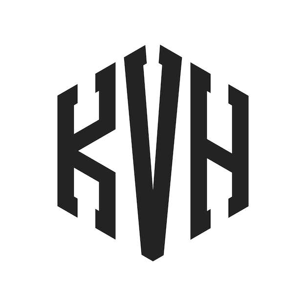 Diseño del logotipo de KVH Letra inicial KVH Monograma Logotipo con forma de hexágono