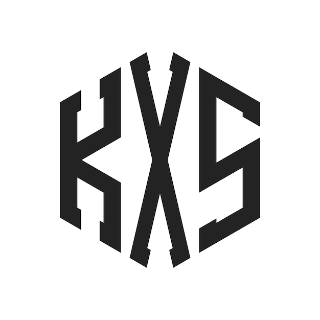 Diseño del logotipo KXS Letra inicial KXS Monograma Logotipo con forma de hexágono