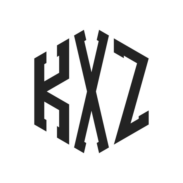 Diseño del logotipo KXZ Letra inicial KXZ Monograma Logotipo con forma de hexágono