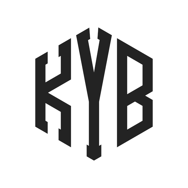 Diseño del logotipo de KYB Letra inicial KYB Monograma Logotipo con forma de hexágono