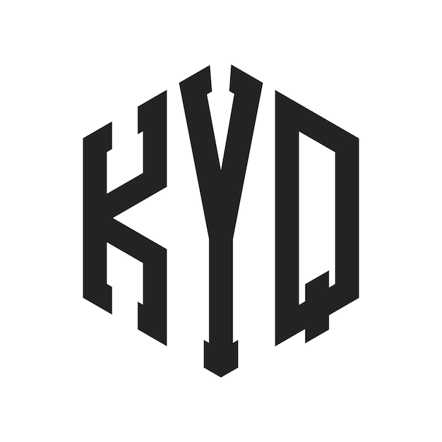 Diseño del logotipo de KYQ Letra inicial Logotipo del monograma KYQ con forma de hexágono