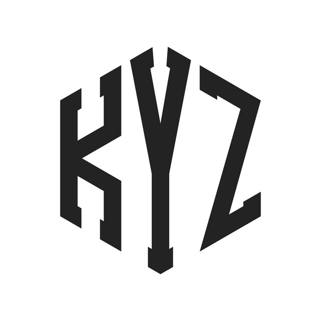 Diseño del logotipo de KYZ Letra inicial KYZ Monograma Logotipo con forma de hexágono