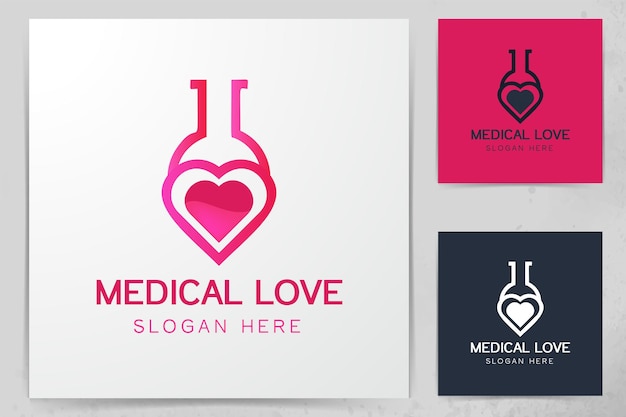 Diseño de logotipo de laboratorio de amor inspiración aislado sobre fondo blanco.