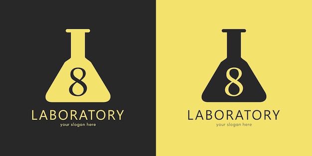 Diseño de logotipo de laboratorio con letra 8