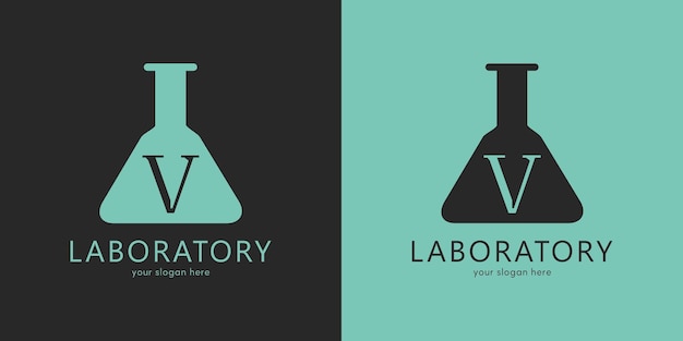 Diseño de logotipo de laboratorio con letra v