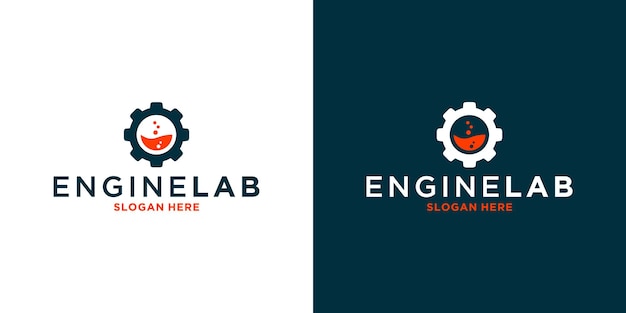 Diseño de logotipo de laboratorio de motor mecánico con equipo para su negocio