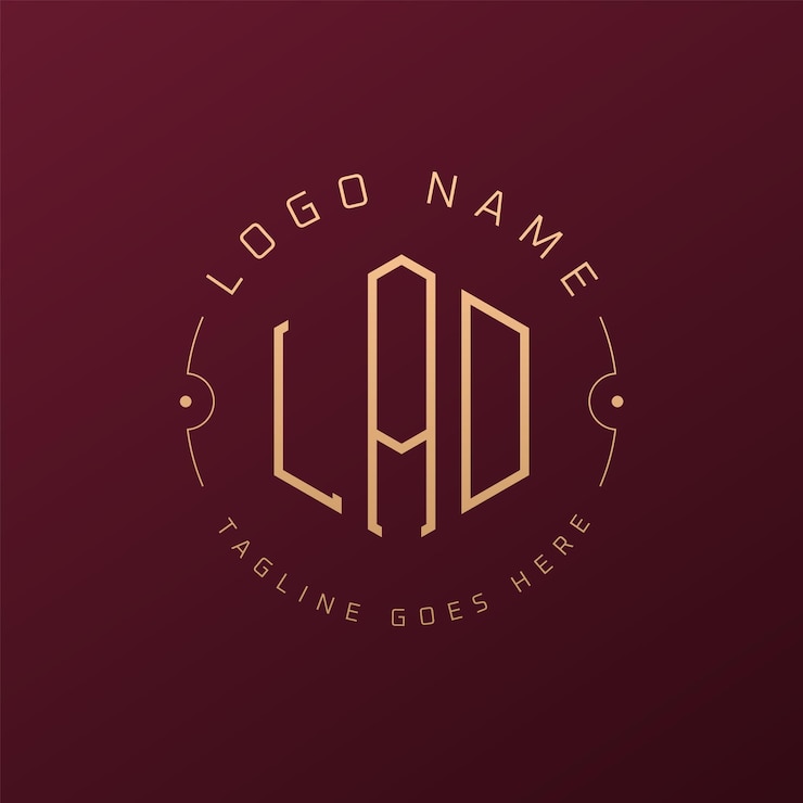 Vector diseño de logotipo lad de lujo letra elegante lad monograma logotipo minimalista poligono lad estampa de diseño de logotipo