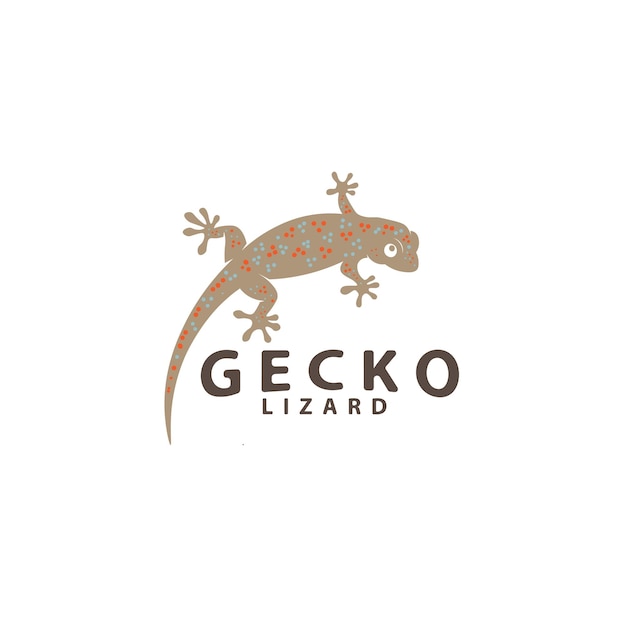 Diseño del logotipo del lagarto geco en estilo plano y colorido con forma de reptil manchado