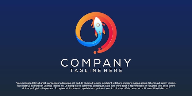 Diseño de logotipo de lanzamiento de cohete colorido abstracto