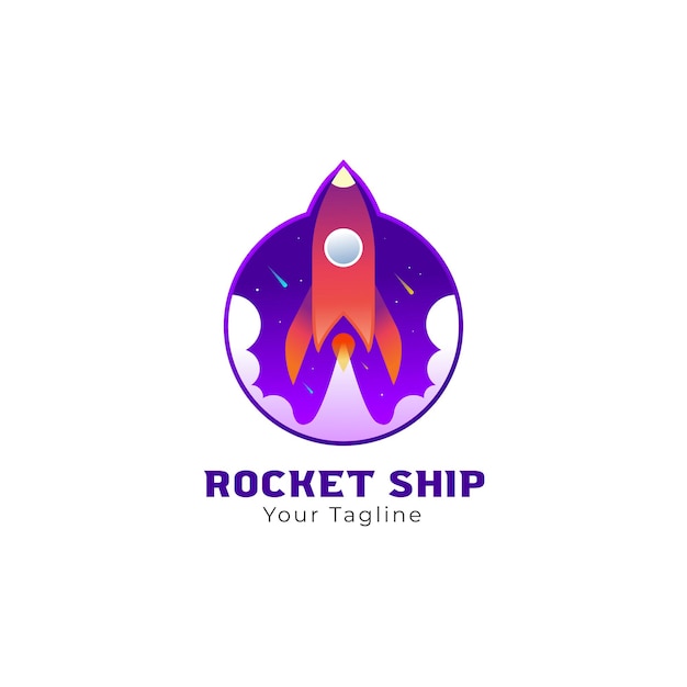 Diseño de logotipo de lanzamiento de cohete colorido