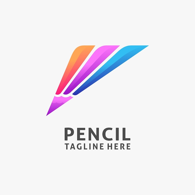 Diseño de logotipo de lápiz colorido abstracto