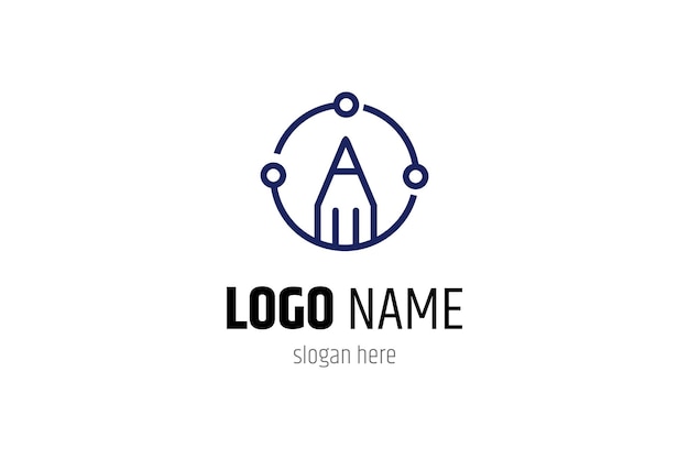 Diseño de logotipo de lápiz con una combinación de formas circulares