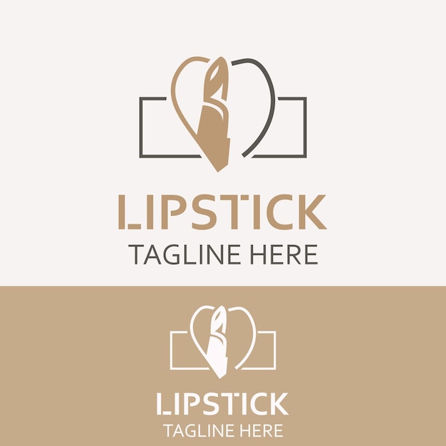 Diseño de logotipo de lápiz labial para tienda de moda de maquillaje y plantilla de diseño cosmético de vector de belleza