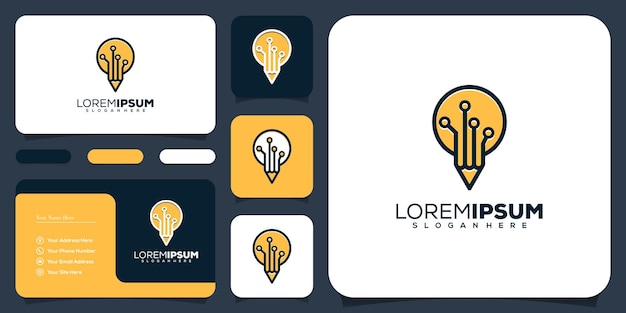 Diseño de logotipo de lápiz de lámpara moderna abstracta