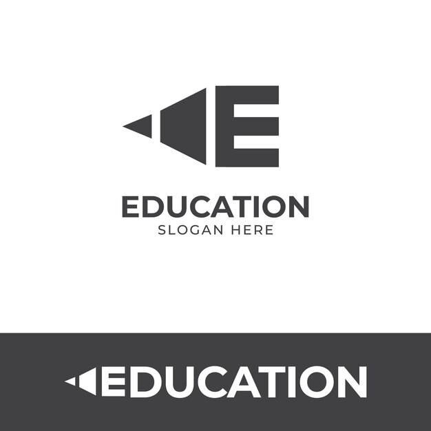 Diseño de logotipo de lápiz vectorial para educación con dibujo de símbolo de icono de letra inicial e logotipo de diseñador de logotipo de aprendizaje