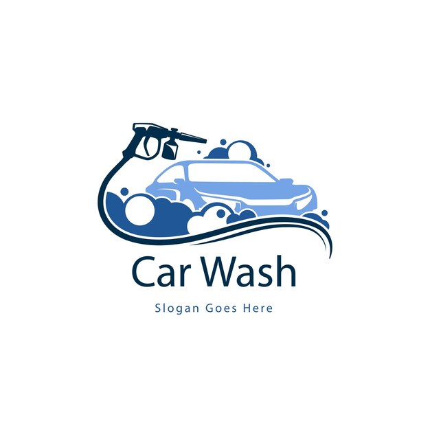Diseño de logotipo de lavado de autos dibujado a mano