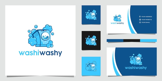 Diseño de logotipo de lavadora de lavandería moderna