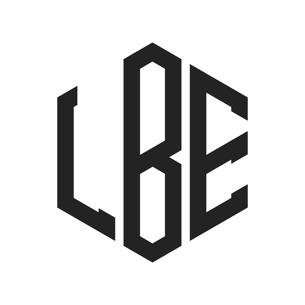 Diseño del logotipo LBE Letra inicial LBE Monograma Logotipo con forma de hexágono