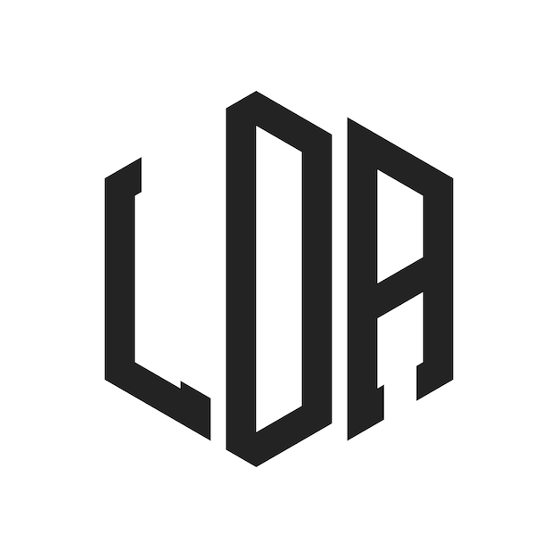 Diseño del logotipo de LDA Letra inicial LDA Monograma Logotipo con forma de hexágono