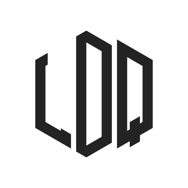 Diseño del logotipo LDQ Letra inicial LDQ Monograma Logotipo con forma de hexágono