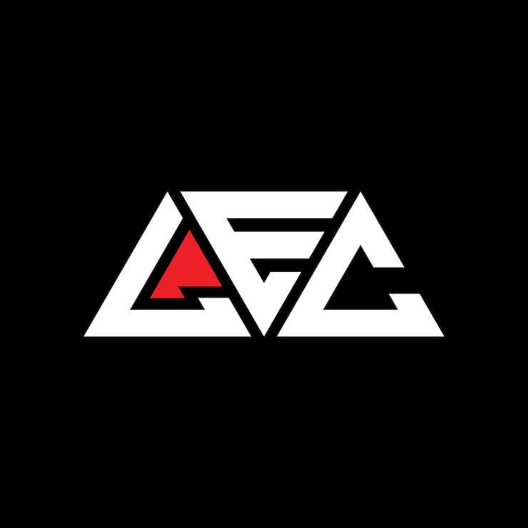 Vector el diseño del logotipo de lec con letras triangulares en forma de triángulo lec diseño de logotipo triangular con monograma lec modelo de logotipo vectorial triangular lec con color rojo lec logotipo triangular simple elegante y lujoso logotipo lec