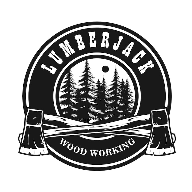 diseño de logotipo de leñador color monocromo