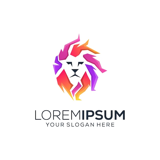 Diseño de logotipo de león colorido abstracto