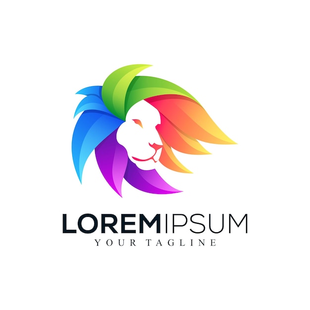 Diseño de logotipo de león colorido abstracto