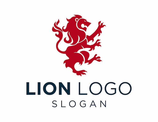 Diseño del logotipo del león creado usando la aplicación Corel Draw 2018 en un fondo blanco