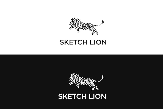 Vector diseño de logotipo de león dibujado a mano