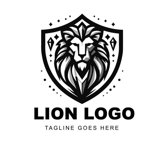 Diseño del logotipo del león listo para usar ilustración de la mascota de premium vector