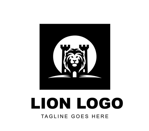 diseño del logotipo del león listo para usar ilustración de la mascota de Premium Vector
