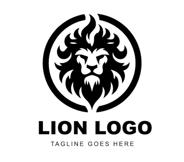 diseño del logotipo del león listo para usar ilustración de la mascota de Premium Vector