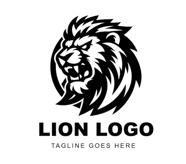 diseño del logotipo del león listo para usar ilustración de la mascota de Premium Vector