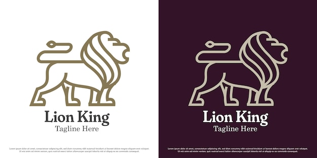 Diseño de logotipo de león de lujo Ilustración de icono vectorial Silueta del feroz depredador rey de la jungla