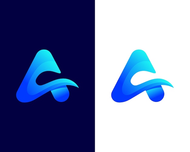 Diseño de logotipo de letra 3d Creative A e ilustración de concepto de tecnología