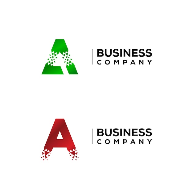 Diseño de logotipo de letra A abstracta con flecha de triángulos que avanza para la empresa de logística financiera