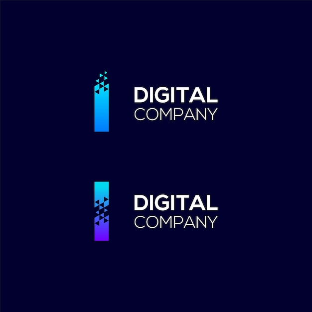 Diseño del logotipo de la letra abstracta i con el concepto triangle pixels para technology digital business company