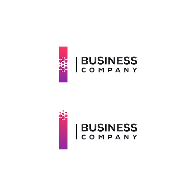 Diseño de logotipo de letra abstracta I con forma de hexágono de píxeles para empresa de tecnología y negocios digitales