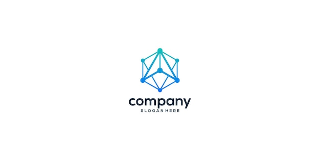 Diseño de logotipo de letra abstracta A con línea y conexión de puntos para empresa de tecnología y negocios digitales