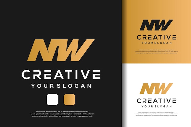 Vector diseño de logotipo de letra abstracta nw