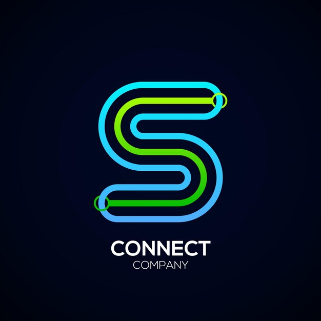 Diseño de logotipo de letra abstracta S con concepto de conexión para empresa de tecnología y negocios digitales