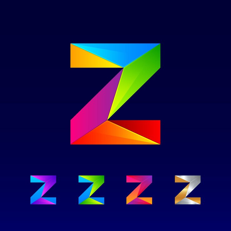 Vector diseño de logotipo de letra abstracta z con 3d brillante colorido y degradado para empresa comercial