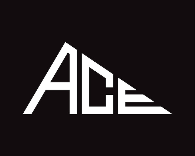 Diseño del logotipo de la letra ACE en forma de triángulo