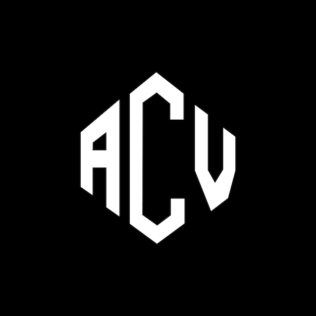 Vector diseño de logotipo de letra acv con forma de polígono acv polígono y forma de cubo diseño de logotipo acv hexágono patrón de logotipo vectorial colores blanco y negro acv monograma negocio y logotipo de bienes raíces