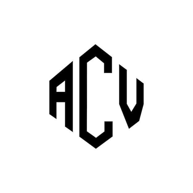 Diseño de logotipo de letra ACV con forma de polígono ACV polígono y forma de cubo diseño de logotipo ACV hexágono patrón de logotipo vectorial colores blanco y negro ACV monograma negocio y logotipo de bienes raíces