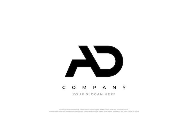 Diseño del logotipo de la letra ad simple