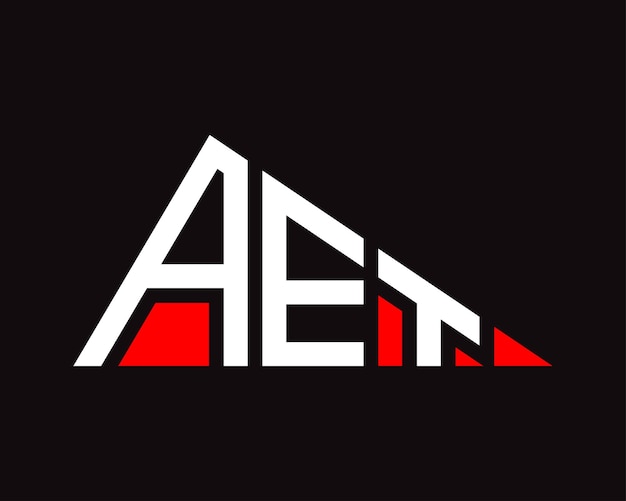 Diseño del logotipo de la letra AET de forma triangular