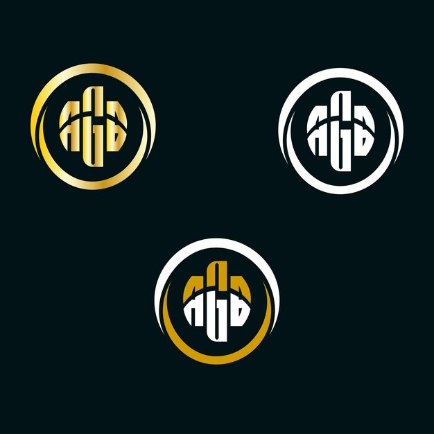 Diseño del logotipo de la letra AGB con círculo